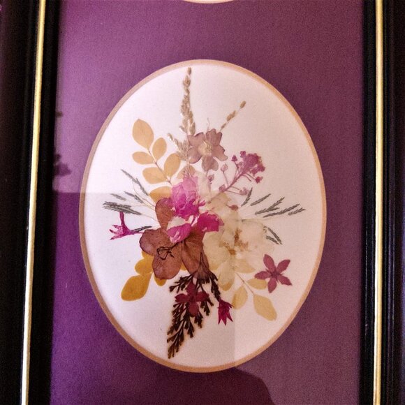 Vintage Framed Handmade floral Paper Collage art - Picture 4 of 13